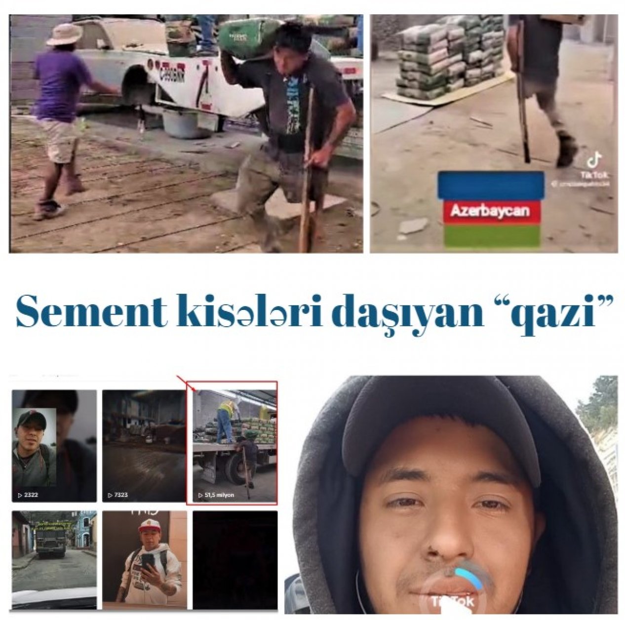 Sement kisələri daşıyan “qazi”nin videosunu araşdırdıq