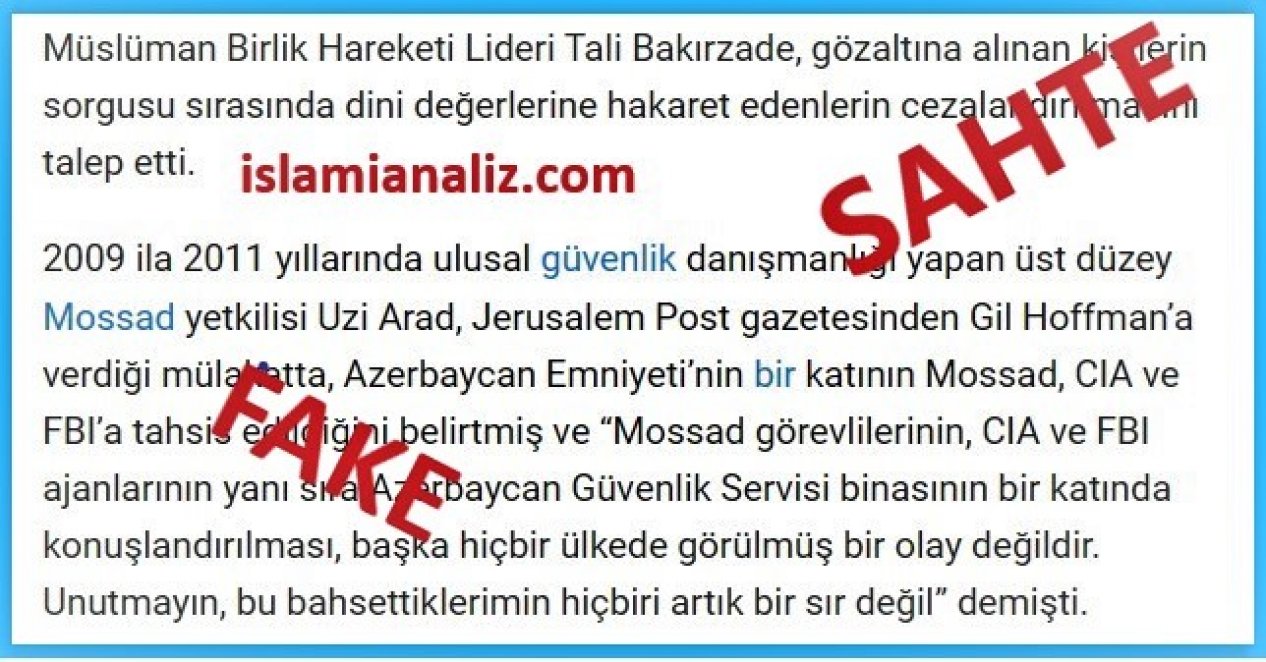 İran yanlısı sitelerde yayınlanan Uzi Aradla yapıldığı iddia edilen röportaj sahte