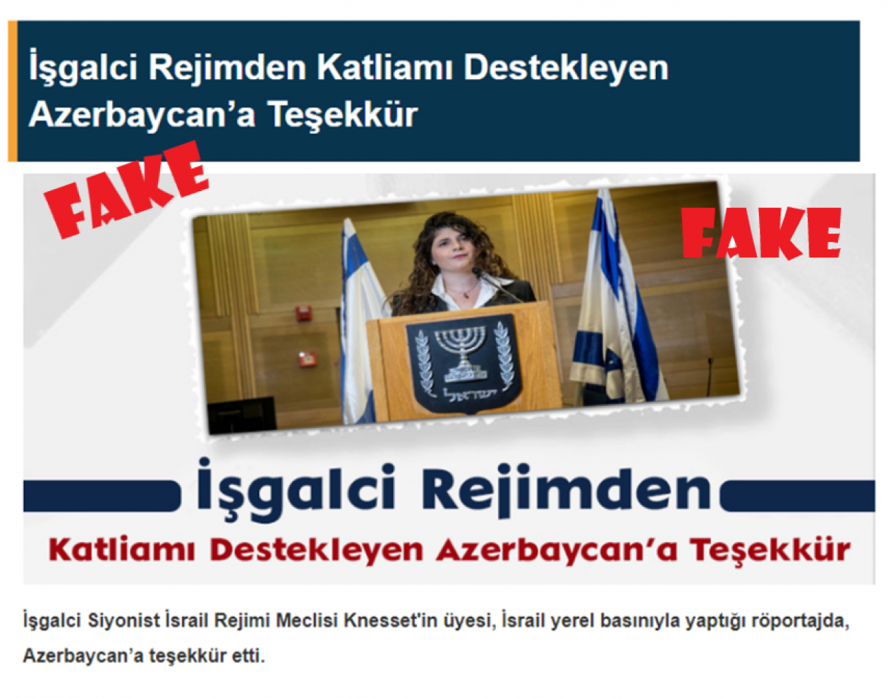 Knesset'in Likud Partili üyesi Sharren Haskel Azerbaycan'a teşekkür etti mi?