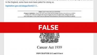 The Cancer Act 1939 doesn’t make it ‘illegal to cure cancer’