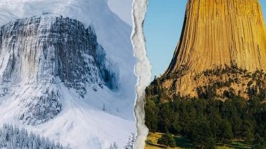 Did 'historic wind event' leave massive snow bank on Wyoming's Devils Tower?