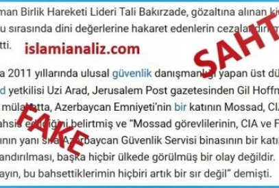 İran yanlısı sitelerde yayınlanan Uzi Aradla yapıldığı iddia edilen röportaj sahte